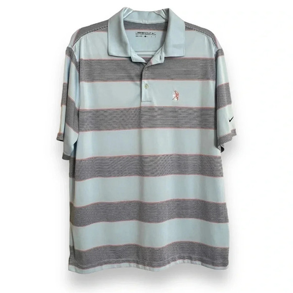 Nike Other - Nike Golf Dri-Fit Men's Blue Striped Short Sleeve Polo Golf Shirt Size Large